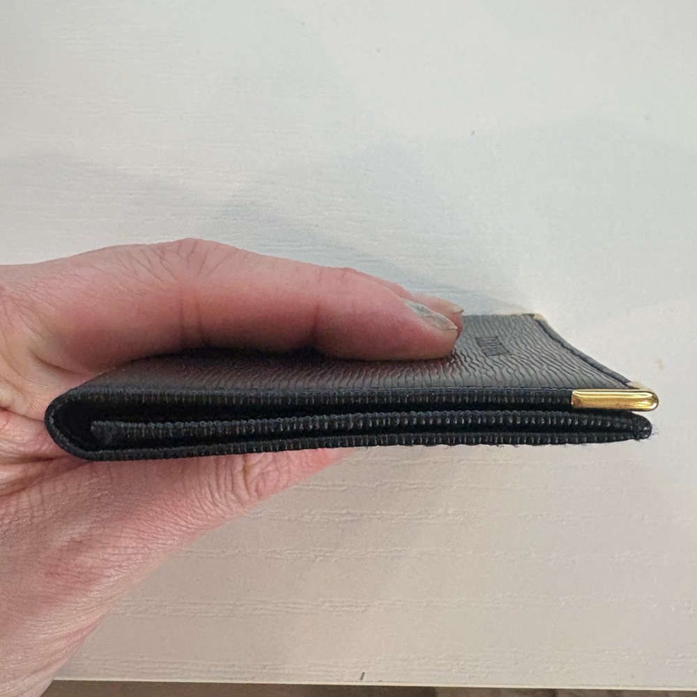 Nina Ricci Black Textured Leather Card Holder with Gold Logo - Picture 8 of 8